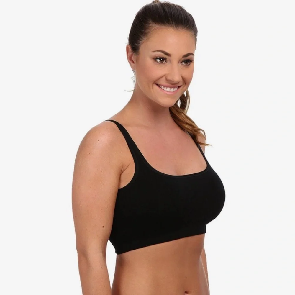 Yummie Bralette Tanya‎ Black Scoop Seamless Bra With Removable Cups 1X/2X